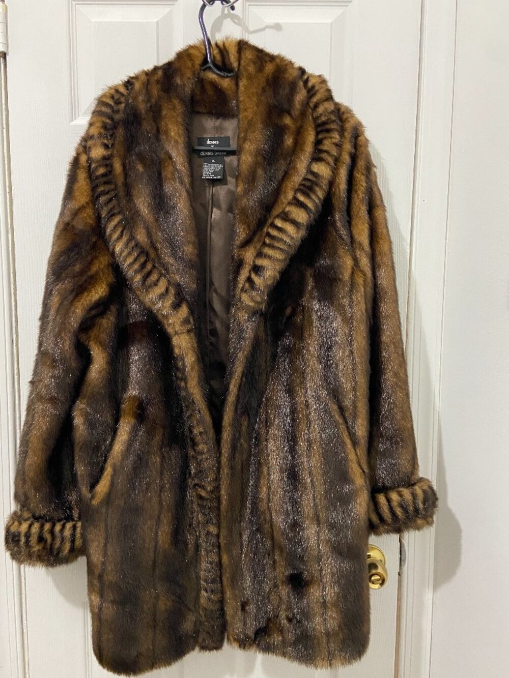 Dennis Basso Women's Brown Faux Mink Coat